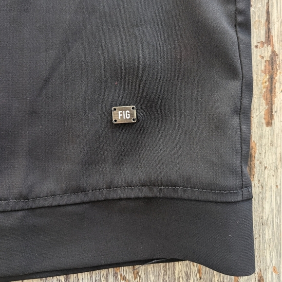 FIG Tie Front Short Sleeve Blouse Women's Large Black - Picture 3 of 8